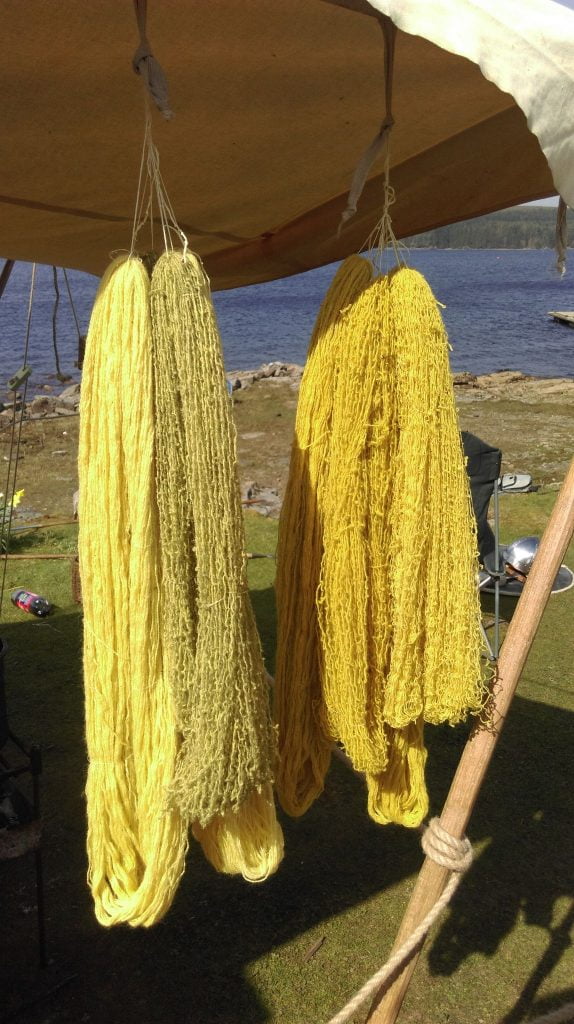 Dyed yarn drying in the sun