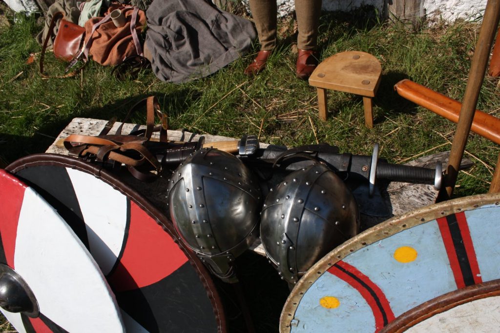 Early Medieval Battle kit replicas on display