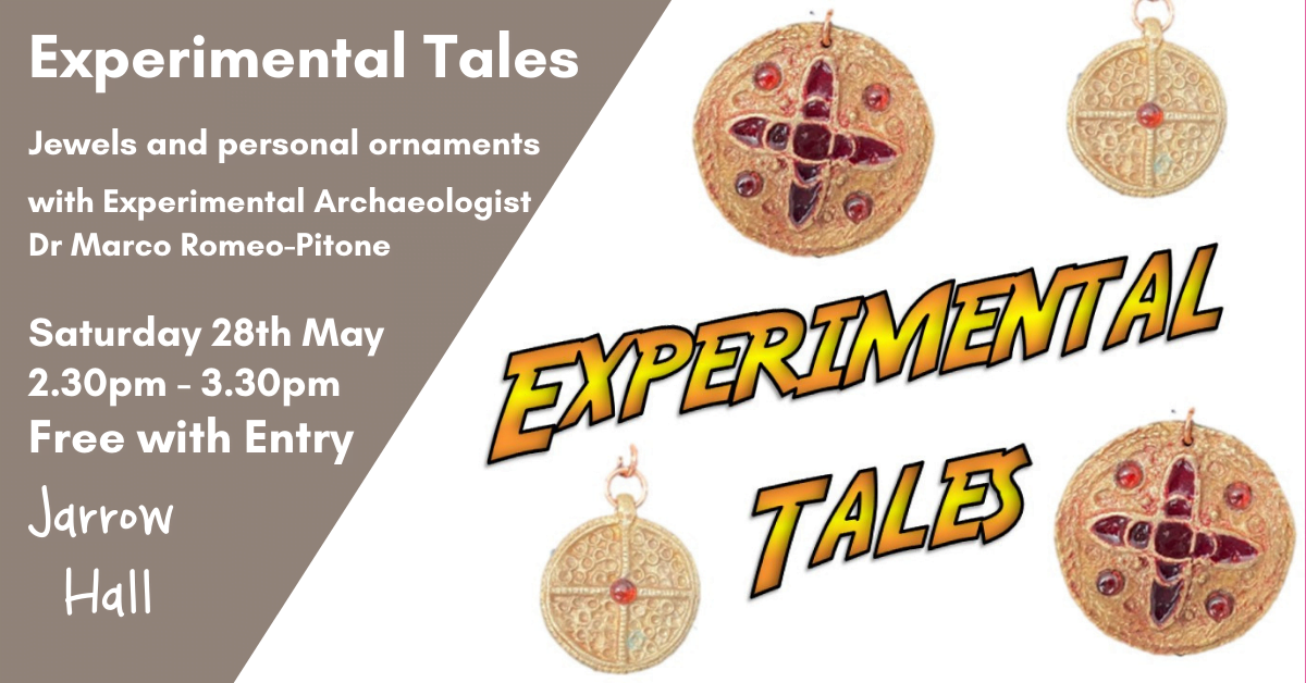 flyer for experimental tales: a free talk at Jarrow Hall